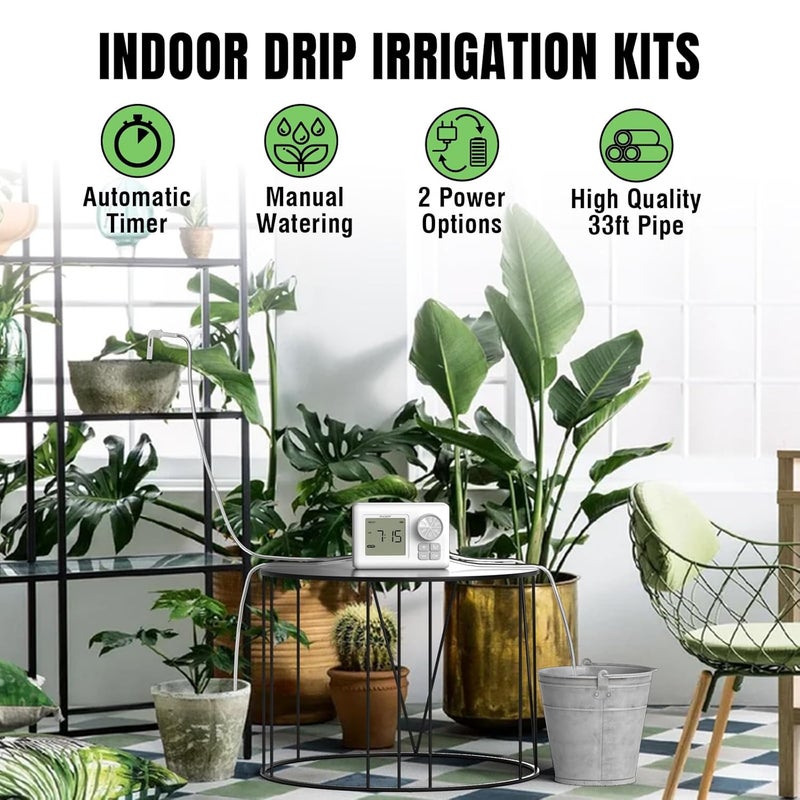 Raddy WS-6 Automatic Plant Waterer, Indoor Plant Watering System for 15 Potted Plants, Programmable Water Timer with LCD Display, USB Power, Water Shortage Alarm for Balcony Greenhouse - Image 5